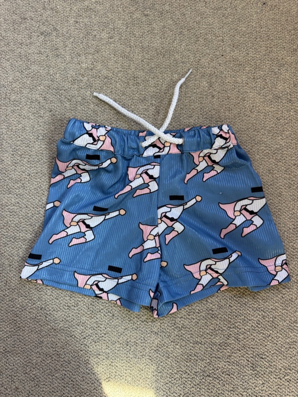 Kids Blue Graphic Swim Shorts with Drawstring